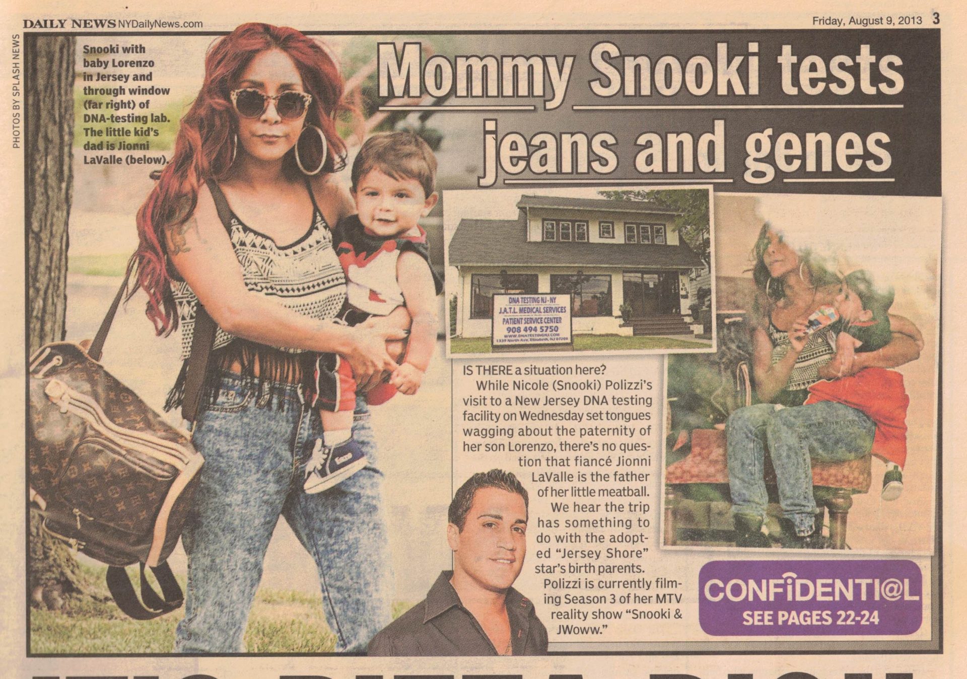 Artículo del NY Daily News sobre Snooki en nuestro laboratorio de ADN en New Jersey